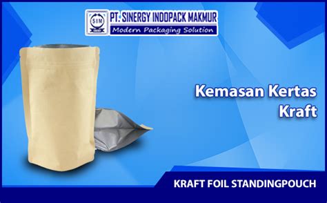 Kemasan Kertas Kraft Foil Standing Pouch Zipper