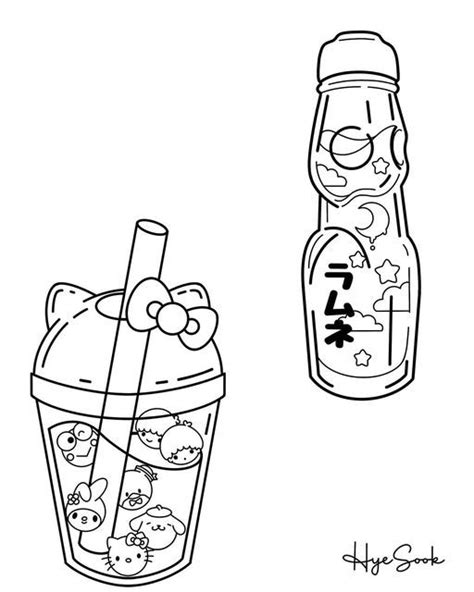 Hello Kitty Colouring Pages, Cute Coloring Pages, Coloring Books, Bubble Tea, Hand Art Drawing ...