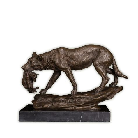 Bronze Wolf Sculpture - onlyartsculpture.com