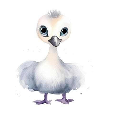 Premium Photo | A watercolor drawing of a baby bird with blue eyes.