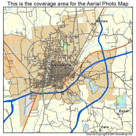 Aerial Photography Map of Meridian, MS Mississippi