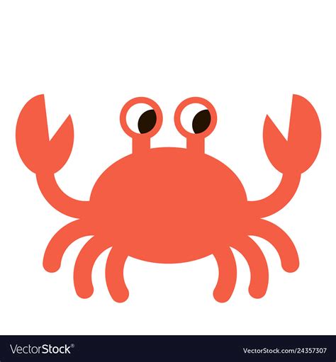 Sea crab flat color art Royalty Free Vector Image