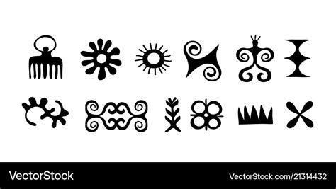 African symbols trybal icons hieroglyph ancient Vector Image