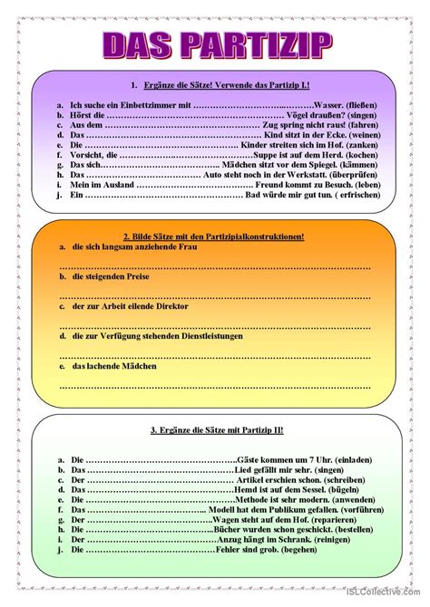 Das Partizip Arbeitsblatt: Deutsch DAF Arbeitsblätter pdf & doc