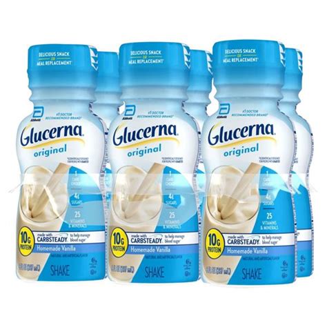 Glucerna Diabetes Nutritional Shake Homemade Vanilla Ready-To-Drink 6Pk ...