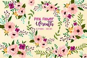 Pink Flower Floral Wreath Clipart | Creative Market