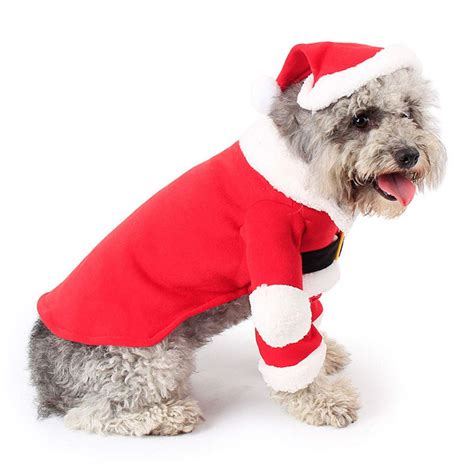 XS Klinkamz Pet Christmas Costume Dog Suit with Cap Santa Claus Coat Hoodies for Small Dogs Cats ...