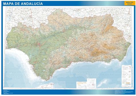 Mapa Andalucia relieve grande | Mapas murales de España y el Mundo