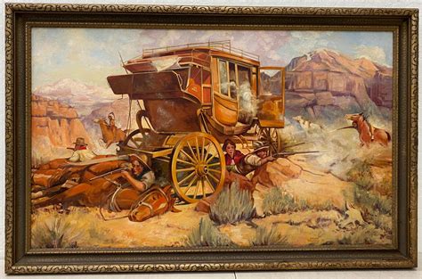 Vintage RETRO Middle-Aged COWBOY Western Oil PAINTING Framed c1980s Painting Art & Collectibles ...