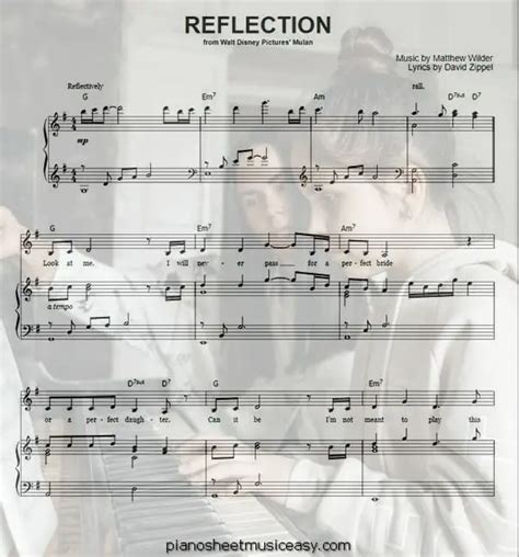 reflection sheet music - G Major