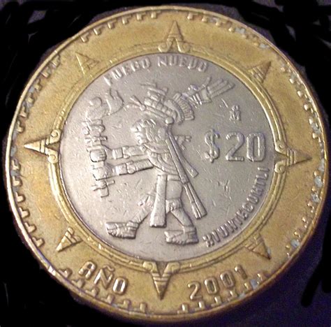 Monedas de México y el Mundo: México: 20 Pesos del 2001 (Nuevo Milenio-Huehuetéotl)