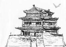 Sketch China Beijing Forbidden City Stock Illustration - Illustration ...