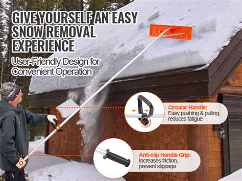 VEVOR Snow Roof Rake, 25" Plastic Blade Snow Removal Tool, 21ft Reach Aluminium Handle, Superior ...