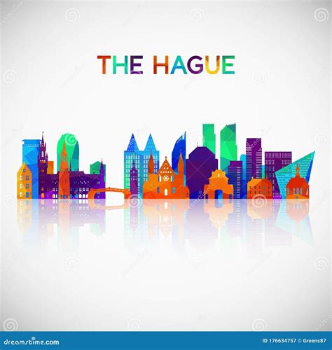 The Hague Skyline Silhouette in Colorful Geometric Style. Stock Vector ...