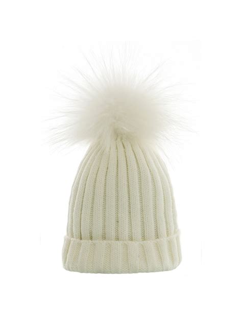 Beanie with Fur Pom Pom in many hip colors | WeLoveFurs Color white