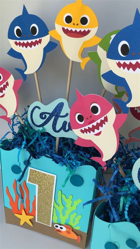 Baby Shark centerpieces | Shark themed birthday party, Shark theme ...