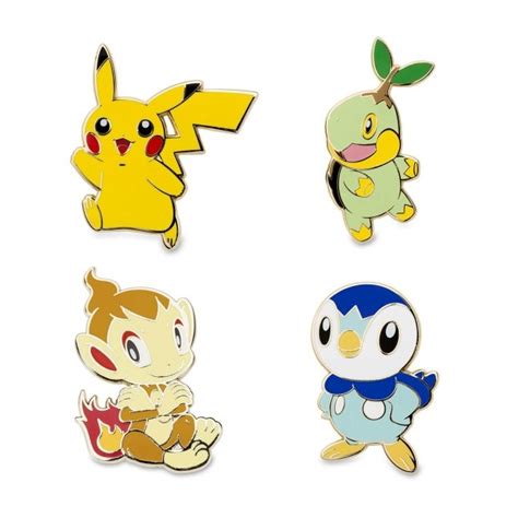 Pikachu, Turtwig, Chimchar & Piplup Pokémon Pins (4-Pack) | Pokémon ...