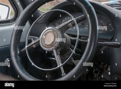 Steering wheel of an old car Stock Photo - Alamy