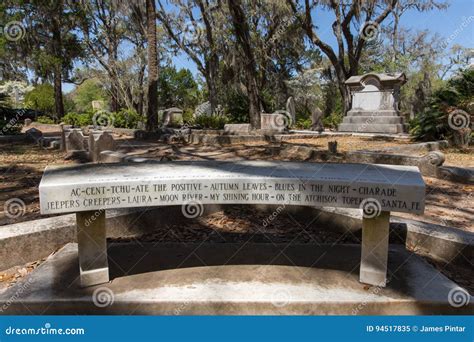 Memorial Bench at Johnny Mercer Gravesite Editorial Image - Image of ...