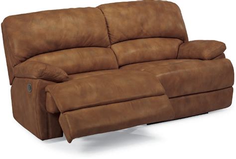 Flexsteel Dylan Leather Two Cushion Power Reclining Sofa with Chaise ...