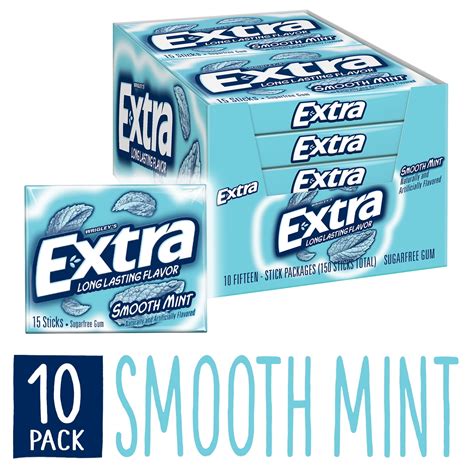 EXTRA Gum Smooth Mint Chewing Gum, 15 Pieces (Pack of 10) - Walmart.com