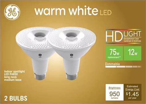 (2 bulbs) GE 48445 LED PAR30 long neck, Indoor Spotlight, warm white HD ...