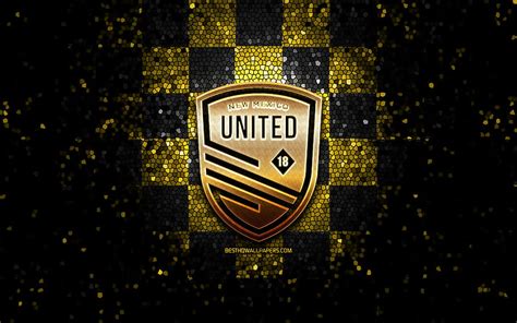 New Mexico United FC, glitter logo, USL, yellow black checkered background, USA, HD wallpaper ...