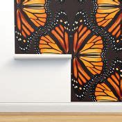 Orange Monarch Butterfly Wings Wallpaper | Spoonflower