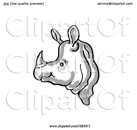 Greater One-horned Rhino or Indian Rhino Endangered Wildlife Cartoon Mono Line Drawing by ...