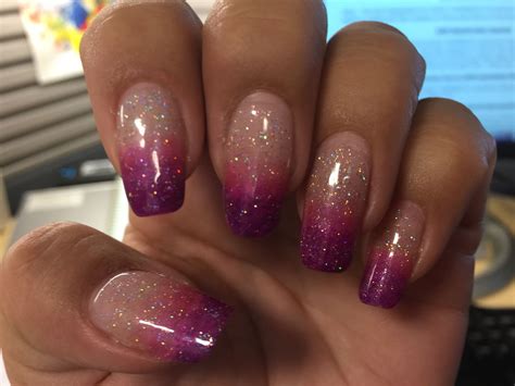 Dee's ombre gel nails with pink, purple and glitter nail polish ...