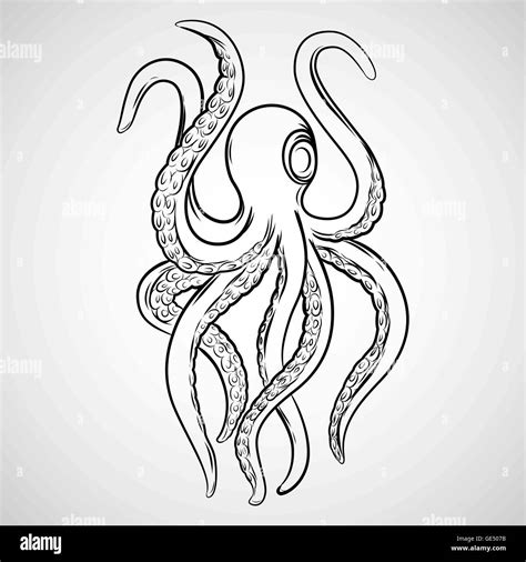 Kraken drawing Black and White Stock Photos & Images - Alamy