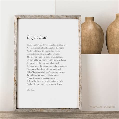 Bright Star by John Keats Poem Print Poetry Print Gift | Etsy