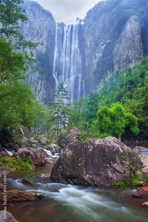 Natural spring waterfall Stock Photo | Adobe Stock