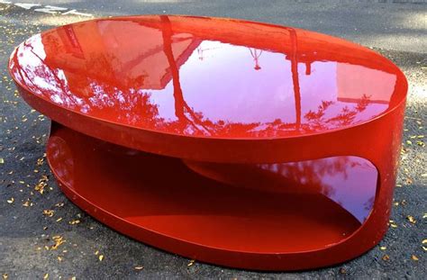 Red Lacquered 1970s, Two-Tier Oval Coffee Table | 1stdibs.com | Oval coffee tables, Red lacquer ...