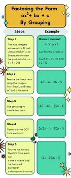 Factoring Quadratics by Grouping Poster by Chloe Gillman | TPT