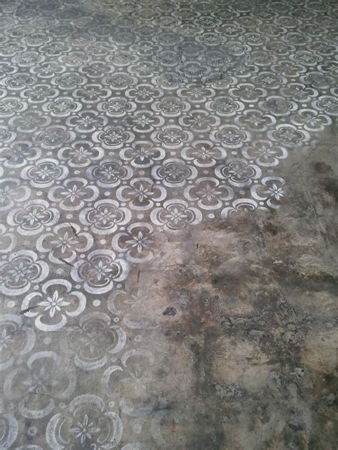 Beautiful cement stencil | Painted concrete floors, Stenciled floor ...