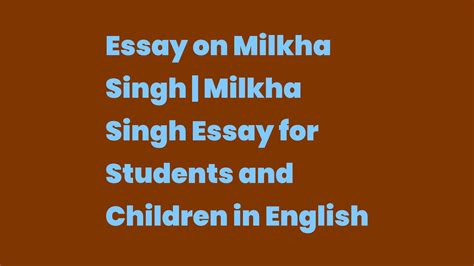 Essay on Milkha Singh | Milkha Singh Essay for Students and Children in English - Write A Topic