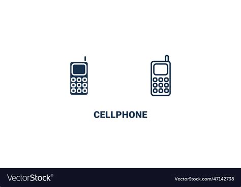 Cellphone icon outline and filled icon Royalty Free Vector