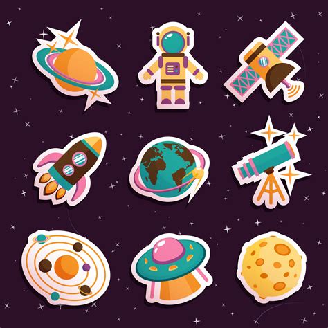 Space stickers set 439385 Vector Art at Vecteezy