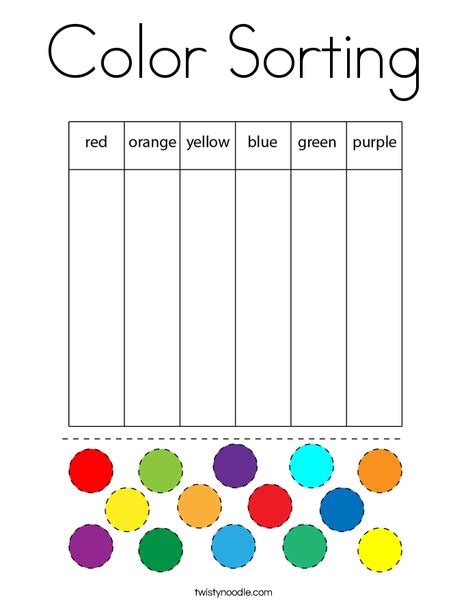 Color Sorting Coloring Page - Twisty Noodle