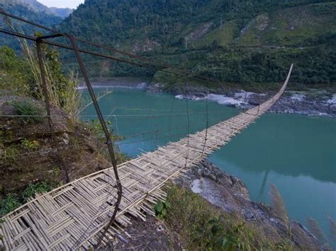 Giant Hanging Bridge Above the Siang River, Arunachal Pradesh, Northeast India, India, Asia ...