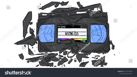 Cartoon Illustration Broken Vhs Tape Sticker: ilustrações stock ...