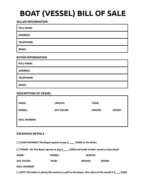 Bill of Sale For Boat - World of Printables