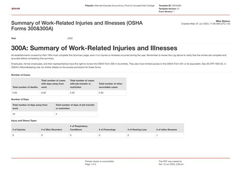 OSHA 300 Log Example: see what a completed log looks like