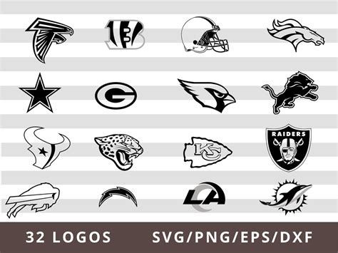 NFL Svg Nfl Team Logo Svg Black and White Nfl Svg Bundle | Etsy