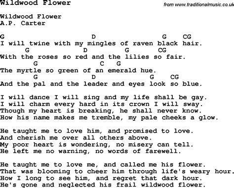 Traditional Song Wildwood Flower with Chords, Tabs and Lyrics