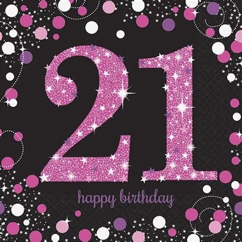 4.99AUD - 21St Birthday Party Supplies Sparkling Pink Lunch Napkins 16 ...