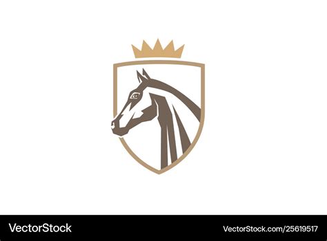 Creative horse shield crown logo design symbol Vector Image