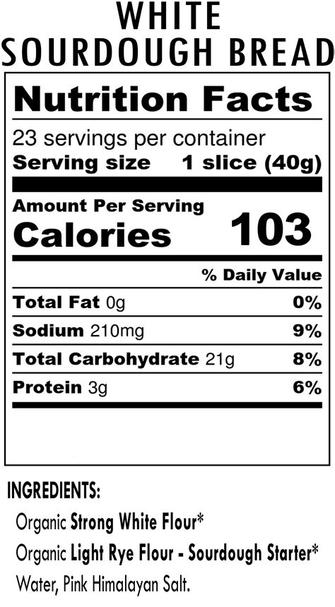 Sourdough Bread Nutrition Label | Hot Sex Picture