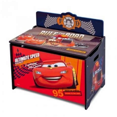 Cars Toy Box Disney Deluxe Toy Storage Lightning McQueen Children Kids ...